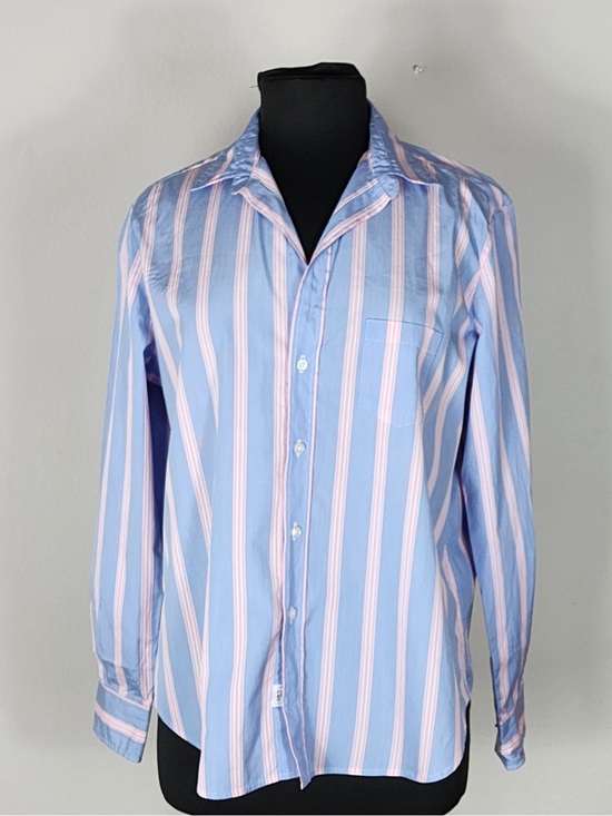 Frank & Eileen Tops - Frank & Eileen Eileen Blue Pink Stripe Italian Cotton Button Shirt Women's S